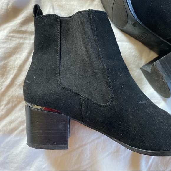 Black Faux Suede Heeled Booties | Nine West | Size 8.5 - Picture 2 of 6